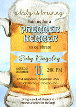 Load image into Gallery viewer, A Baby is Brewing Baby Shower Invite, Pregger Kegger, Co-ed Baby Shower Invitation, Printable Baby Shower Invite, Couples Baby Shower, Blue