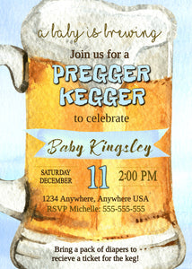 A Baby is Brewing Baby Shower Invite, Pregger Kegger, Co-ed Baby Shower Invitation, Printable Baby Shower Invite, Couples Baby Shower, Blue