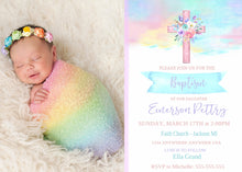 Load image into Gallery viewer, Watercolor Baptism Invitation, Baptism Invite with Photo, Christening Invitation, Baby Dedication Invite, Printable Invitation, Girl Baptism