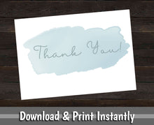 Load image into Gallery viewer, Baby Shower Thank You Card, Printable Thank You Cards, Baby Shower Invitation, Instant Download, Baby Boy, Blue, Watercolor, Calligraphy