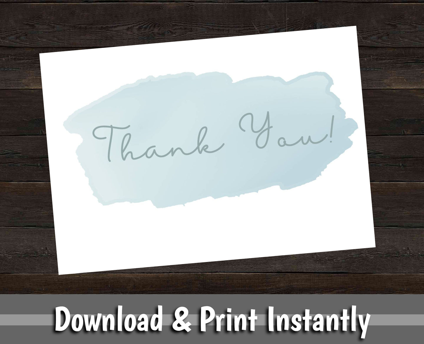 Baby Shower Thank You Card, Printable Thank You Cards, Baby Shower Invitation, Instant Download, Baby Boy, Blue, Watercolor, Calligraphy