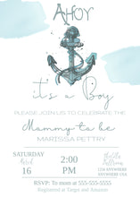 Load image into Gallery viewer, Nautical Baby Shower Invitation, Ahoy It&#39;s a Boy, Printable Baby Shower Invite, Baby Shower Invitation Boy, Invitation Template, Anchor