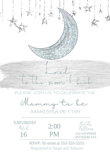 Baby Shower Invitation Boy, Love You to the Moon and Back, Printable Baby Shower Invite, Moon Baby Shower Invitation, Invitation Template