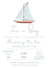 Load image into Gallery viewer, Nautical Baby Shower Invitation, Sailboat Baby Shower Invite, Printable Baby Shower Invitation Boy, Invitation Template, It&#39;s a Boy, Plaid