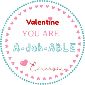 Printable Valentine's Day Tag, Editable Valentine Label, Valentine Sticker, Kid Valentine, Valentine You Are A-doh-ABLE, Valentines Day Gift