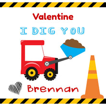 Load image into Gallery viewer, Valentine&#39;s Day Tag, Editable Valentine Sticker, Construction Valentine, Kid Valentine, Classroom Valentine&#39;s, Valentines Day Gift Label