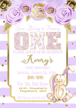Load image into Gallery viewer, Bunny  Birthday invitation, Shabby chic some bunny is one invite,  Easter Birthday, Bunny , Birthday Invitation,  Shabby chic, Digital