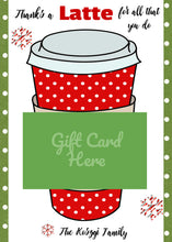 Load image into Gallery viewer, Coffee Gift Card Holder | Teacher Gift | Thanks a Latte | Teacher Thank You | Christmas Gift | Edit Yourself | Coffee | Instant Digital