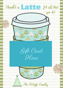 Coffee Gift Card Holder | Teacher Gift | Thanks a Latte | Teacher Thank You | Christmas Gift | Edit Yourself | Coffee | Instant Digital