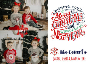Christmas Card with Photos, Photo Holiday Card, Merry Christmas, Happy New Year, Happy Holidays, Printable Christmas Card, Picture Xmas Card