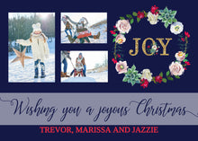 Load image into Gallery viewer, Photo Christmas Cards, Photo Holiday Card, Joyous Christmas, Merry Christmas, Happy Holidays, Printable Christmas Card, Joy, Xmas, Glitter