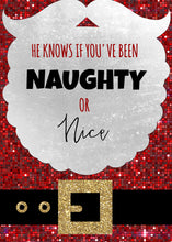 Load image into Gallery viewer, Naughty or Nice Christmas Card, Photo Christmas Card, Glitter, Santa Define naughty, Merry Christmas, Holiday, Christmas , Editable Xmas