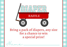 Load image into Gallery viewer, Printable Diaper Raffle Ticket, Red Wagon Baby Shower Invite, Baby Shower Game, Diaper Raffle Insert, Shower Raffle Ticket, Instant Download