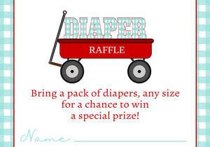 Printable Diaper Raffle Ticket, Red Wagon Baby Shower Invite, Baby Shower Game, Diaper Raffle Insert, Shower Raffle Ticket, Instant Download