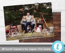 Load image into Gallery viewer, Christmas Card with Photo, Photo Holiday Card, Happiest Holidays, Merry Christmas, Happy Holidays, Printable Christmas Card, Xmas, Editable