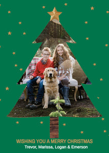 Christmas Card with Photo Template, Photo Christmas Tree Card, Photo Holiday Card, Merry Christmas, Happy Holidays, Printable Christmas Card