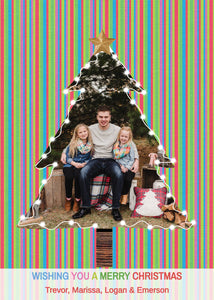 Striped Christmas Card with Photo Template, Photo Christmas Card, Christmas Tree, Holiday Card, Merry Christmas, Happy Holiday, Printable