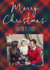 Plaid Christmas Card, Photo Christmas Card Template, Holiday Card with Photo, Merry Christmas, Happy Holidays, Printable Template, Red Plaid