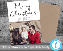 Load image into Gallery viewer, Photo Christmas Card Template, Christmas Card with Photo, Christmas Photo Card, Holiday Card, Merry Christmas, Happy Holidays, Printable