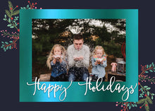 Load image into Gallery viewer, Printable Christmas Card with Photo, Photo Christmas Card, Holiday Card, Merry Christmas, Happy Holidays, Printable Template, Floral, Doodle