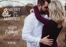 Load image into Gallery viewer, Christmas Save the Date, Christmas Card with Photo, Merry &amp; Soon to be Married, Photo Christmas Card, Save the Date Template, Printable