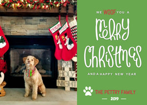 Christmas Card Template, Pet Lover, Puppy Photo Christmas Card, Photo Holiday Card, Woof Merry Christmas, Printable Dog Xmas Card