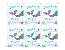 Load image into Gallery viewer, Mermaid Thank You Tags, Mermaid Labels, Mermaid Thank You Stickers, Mermaid Favor Tags, Mermaid Birthday, Mermaid Party Tag, Printable Tags