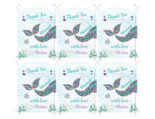 Load image into Gallery viewer, Mermaid Invitation, Mermaid Baby Shower Invite, Mermaid Thank You Tags, Mermaid Party, Mermaid Baby Shower, Mermaid Thank You Stickers