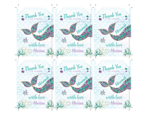 Mermaid Invitation, Mermaid Baby Shower Invite, Mermaid Thank You Tags, Mermaid Party, Mermaid Baby Shower, Mermaid Thank You Stickers