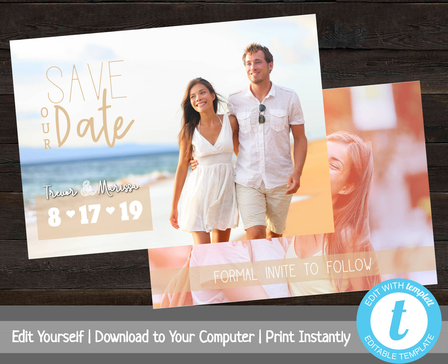 Printable Save the Date Cards, Save the Date Photo Template, Save Our Date, Wedding Date Announcement, Modern Save the Date Card, Editable