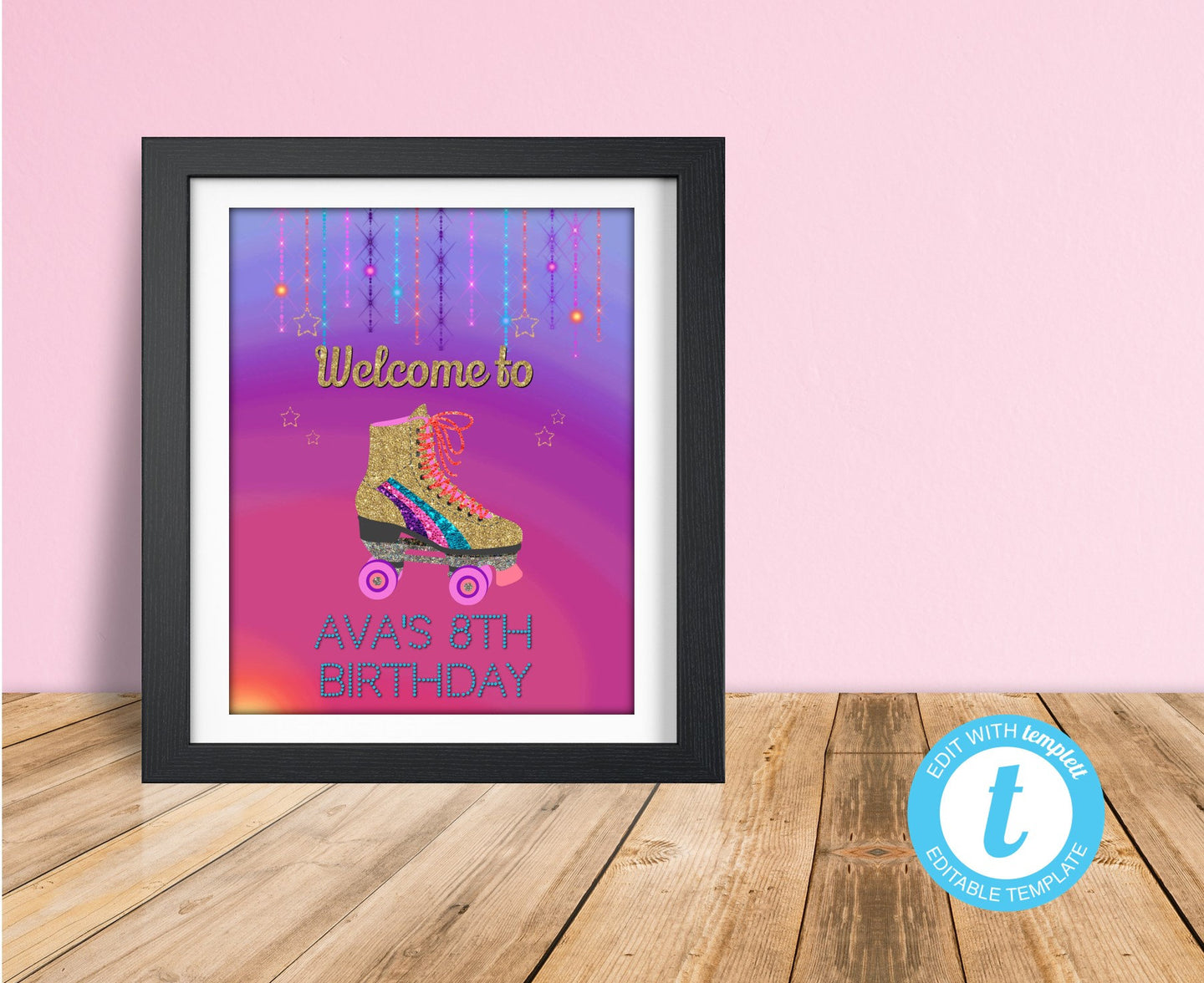 Roller Skate Welcome Sign, Birthday Party Decorations, Birthday Welcome Sign, Roller Skate Birthday Party, Roller Skate Party, Glitter