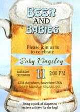 Load image into Gallery viewer, Diaper Party Invitation, Beer and Diaper Shower, Beer and Babies, Man Baby Shower, Dad To Be Shower Invite, Printable Party Invitation, Blue