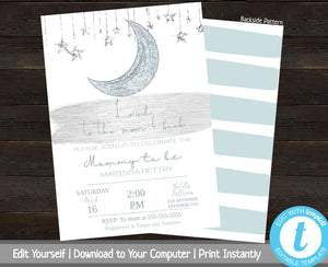 Loved to the Moon and Back Baby Shower Bundle, Baby Shower Invitation Boy, Baby Shower Set, Baby Shower Package, Printable Invite, Stars