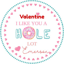 Load image into Gallery viewer, Printable Valentine&#39;s Day Label, Editable Valentine Sticker, Donut Valentine Gift Tag, Kid Valentine, I Like You A Hole Lot, Printable Tag