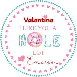 Printable Valentine's Day Label, Editable Valentine Sticker, Donut Valentine Gift Tag, Kid Valentine, I Like You A Hole Lot, Printable Tag