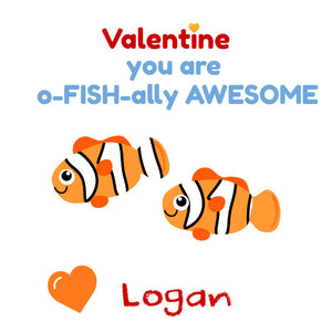 Fish Valentine's Day Tags, Printable Valentine's Day Sticker, Valentines Gift Label, Printable Kids Valentine, O-FISH-ally Awesome, Gift Tag