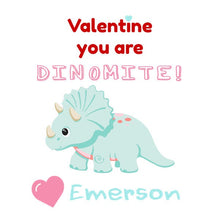 Load image into Gallery viewer, Kids Valentine Tags, Printable Valentine&#39;s Day Stickers, Editable Valentine Gift Labels, Classroom Valentine, Valentine You Are Dinomite