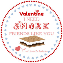 Load image into Gallery viewer, S&#39;more Valentine&#39;s Day Label, Printable Valentine Sticker, Valentines Gift Label, Printable Kids Valentine, I Need S&#39;more Friends Like You