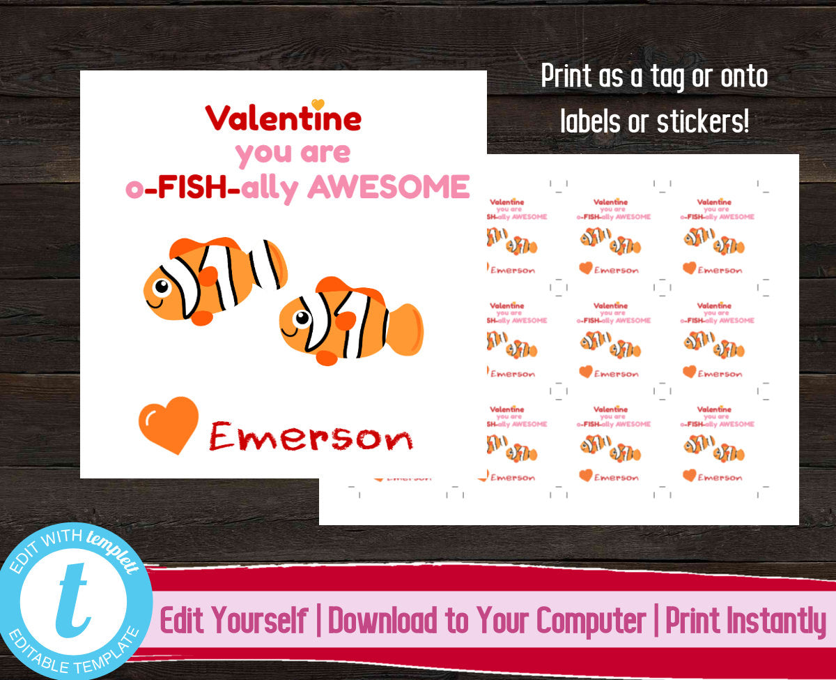 Buy Fish Valentine Tag, Valentine Cards for Classroom, Fish