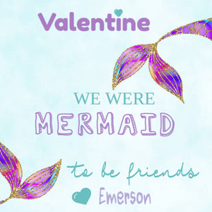 Mermaid Valentine's Day Tag, Kids Valentines Day Stickers, Printable Valentine's Day Gift Label, We Were Mermaid to be Friends, Mermaid Tail