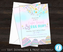 Load image into Gallery viewer, Easter Brunch Invitation, Easter Egg Hunt Invitation, Easter Invitation, Easter Brunch, Easter Party Invite, Easter Bunny, Bunny Ears, Pink