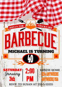 BBQ Invitation, BBQ Birthday Invite, Printable BBQ Party Invite, Barbeque Invitation, Backyard Birthday Party, Invitation Template, Checkers