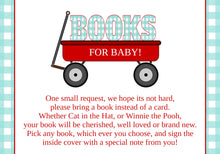Load image into Gallery viewer, Red Wagon Book Request Printable, Books for Baby Insert Card, Baby Shower Invite Insert, Stock the Library, Bring a Book, Instant Download