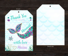 Load image into Gallery viewer, Mermaid Thank You Stickers, Mermaid Thank You Tags, Printable Mermaid Labels, Mermaid Favor Tags, Mermaid Baby Shower, Mermaid Party Tag