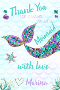 Mermaid Baby Shower Invitations, Mermaid Invitation, Mermaid Thank You Cards, Mermaid Party, Mermaid Baby Shower, Instant Download, Suite