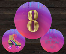 Load image into Gallery viewer, Roller Skate Cupcake Toppers, Roller Skate Party, Skate Cupcake Topper, Disco Cupcake Topper, 80&#39;s Cupcake Topper, Birthday Cupcake Topper