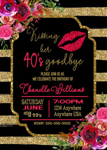 50th Birthday Party Invitations, Milestone Birthday, 50th Birthday, Birthday Invitations, Birthday Invitation Template, Glitter, Floral