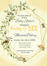 Load image into Gallery viewer, Bee Baby Shower Invitation, Baby Shower Invitation, Baby Shower Invites, Gender Neutral Baby Shower, Printable Baby Shower Invitations