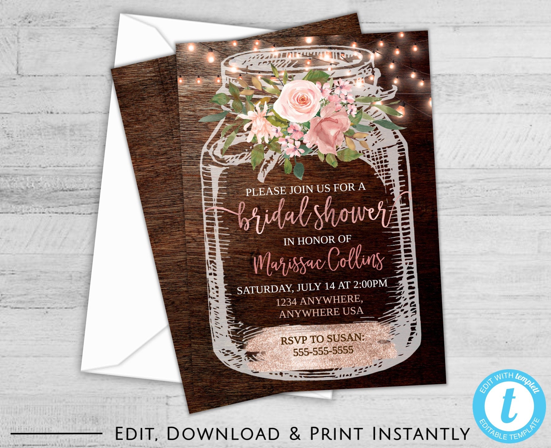 Rustic Bridal Shower Invitation Templates