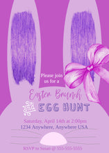Load image into Gallery viewer, Easter Egg Hunt Invitation, Easter Invitation, Easter Brunch, Easter Party Invite, Easter Bunny, Easter Brunch Invite, Bunny Ears, Purple
